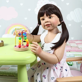 87cm Renăscut Baby Girl Doll Corp Plin de Silicon inteiro Viața Copilului Boneca Renăscut Copilul Jucării haine model de papusa cadou