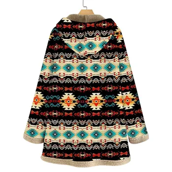 Moda Pentru Femei Jachete Paltoane Print Floral Neregulate Mult Supradimensionate Cu Glugă Haina De Iarna Pentru Femei Cu Jacheta