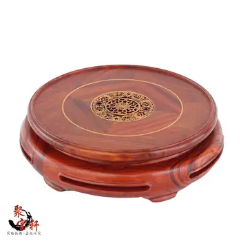 Annatto roșu de sculptură în lemn, artizanat bază circulară de lemn real a lui Buddha de piatră sunt recomandate vaza articole de mobilier