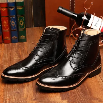 Anglia stil casual barbati cizme de sculptură bocanc de vacă pantofi de piele de vițel de pantofi punct toe glezna cizme zapatos de hombre botas de sex masculin