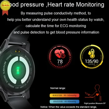 Produs nou exacte PPG ECG Plin ceas rotund tensiunii arteriale monitor de ritm cardiac detecta Brățară Inteligent ceasuri de sănătate pentru bărbați