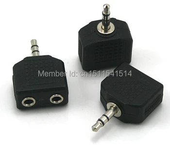 3.5 mm audio splitter adaptor pentru ipod, 1 mascul la 2 femele jack de 3,5 mm 500pcs
