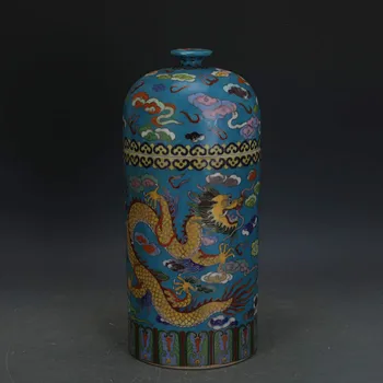 Qing Qian Long Email Pură Manual Antic Filigran Dragon Chinezesc Înalt Borcan Din Ceramica Rezervor