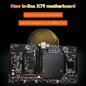 X79 H61 BTC Miner Placa de baza cu Comutator Cablu+24Pins Conector de Alimentare Suport 3060 3070 3080 GPU 5 PCIE Placa de baza