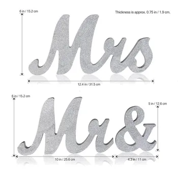 Solid Mr & Mrs Aur, Argint Litere de Lemn pentru Decor Nunta Semn de Sus de Masă Prezente Decor 40 de Seturi ZA5681