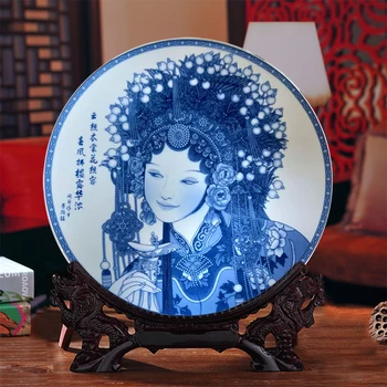 Jingdezhen Albastru și Alb Ceramic Decorativ Placă de Origine Chineză Decorative Peking Opera Drama