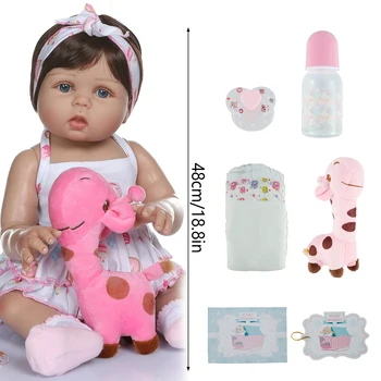 48cm Realiste Păpuși Reborn Fete pentru Copii din Silicon Moale intreg Corpul Nou-născutului Baby Dolls Lavabil Mini Copilul Jucărie pentru Copii, Minunat Cadou