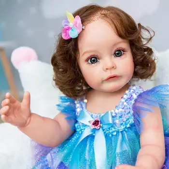 55cm Renăscut Fată Copilul Sue-sue Corp Plin de Silicon Printesa de Mână detaliate Paiting Rădăcini de Păr Impermeabil Jucărie Pentru Fete A0a1