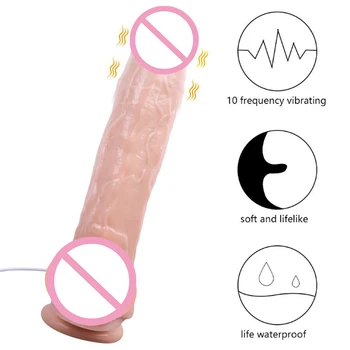 Gros Telecomanda cu Fir vibrator Vibrator Vibrator Strat Mare Penis Realist Vibrator G-spot Masaj Sex Feminin Jucărie