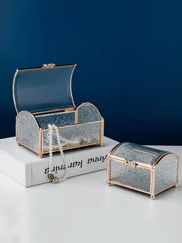 Nordic Pahar de Bijuterii Cutie de Depozitare Organizator pentru Fete de Lux de Aur Transparent Cutie de Depozitare Bijuterii Cercei Display Ornament Cadou