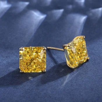 Pirmiana 2021 Nou Design Fermecător 9k Gold Bijuterii Simulat Diamant Galben Pietre pretioase Cercei Stud Pentru Femei