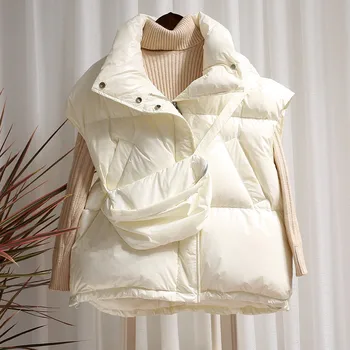 Trendy brand de moda luminoase cu fața în Jos jacheta, Vesta Femei 2021 Iarna Nou stil cu talie sac gros coreean rață jos vesta Femei