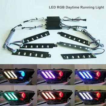 1 Set RGBW LED-uri Multicolore DRL Bord Kit de Iluminat pentru Ford Mustang-2017 Smartphone-ul Controlat de la Distanță