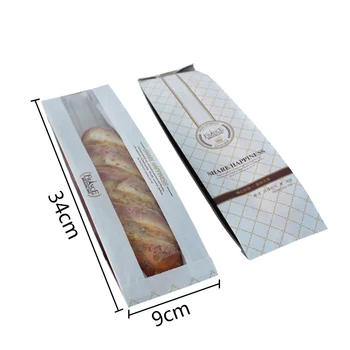 500 Buc de Paine, Panificatie, Geanta 34x9x6cm hârtie kraft de Ambalare produse Alimentare de Copt Bagheta de hârtie saci de pâine cu fereastra personalizat furnizor