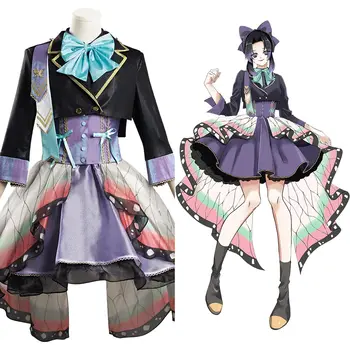 Anime Demon Slayer Kochou Shinobu Cosplay Costum Lolita Rochie Kimono Costume Carnaval de Halloween Costum de Re-creare Design