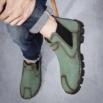 CYYTL Barbati Ghete Casual, Vintage Mână Cusut Confort Alunecare Pe Pantofi din Piele Impermeabilă pentru Drumeții de Mers pe jos de Muncă Papuceii