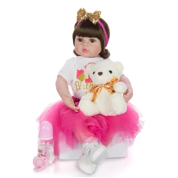 KEIUMI Copilul Renăscut printesa Silicon Moale Renăscut Baby Dolls Cadouri 60cm Umplute copil adevărat copil papusa jucării