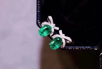Elegant minunat bowknot naturala verde Smarald cercei stud Naturale, pietre semipretioase cercei argint 925 femei fata de partid cadou bijuterii