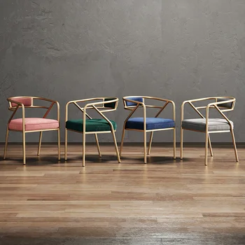 Ergonomic Scaun de Piele Moderne Vanitatea Living Velur Podea de Metal Scaun Roz Salon de Design Cadeiras Nordic Mobilier OA50LRC