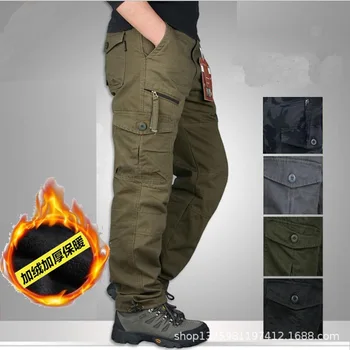 Pantaloni pentru bărbați de Iarnă Caldă Pantaloni Casual de Dimensiuni Mari Plus de Catifea Groasă Salopete de Moda Drept Liber de Pantaloni Sport