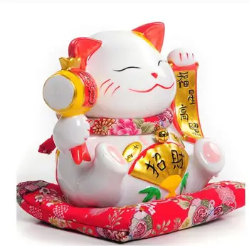 9 inch Ceramica Mare Norocos Norocos Pisica Caseta de Bani Porc Deschise pentru Mobilier Acasă Cadou de Nunta Ornamente
