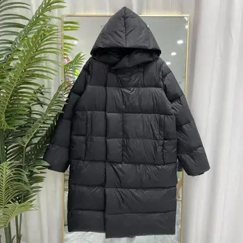 ZCWXM Iarnă Lungă în Jos Jachete Femei cu Glugă 90% Alb Rață Jos Strat Gros Vrac Cald coreean Negru Puffer Coat de Zăpadă Îmbrăcăminte exterioară