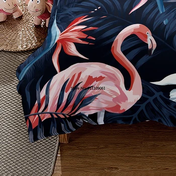 2 Oameni Adulti Nordic Stil Modern Lup Flamingo Model Imprimat Carpetă Acopere cu fata de Perna Dublu Full, Regina King Size