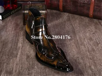 Fierbinte De Vânzare Bărbați Moda A Subliniat Toe Catarama Design Cizme Scurte Stil Occidental Oameni De Afaceri Formal Cizme Din Piele Pantofi De Nunta