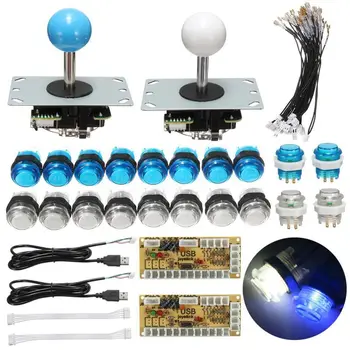 LED Arcade Kit 2X Întârziere Zero USB Encoder + 2X Joystick + 20X Luminat Buton