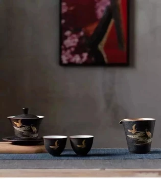 Argint Locul Rui A Chengxiang Set de Ceai din Ceramica Sancai Strachină Ceainic Set Ceai Kung Fu Set de Ceai de Portelan ceainic cu Ceasca Gaiwan