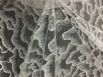 Culoare argintie stralucitoare design lipite print cu sclipici H-72322 africa india tul ochiurilor de tesatura de moda rochie de