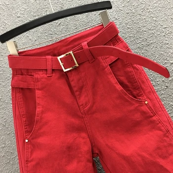 Red jeans pentru femei 2021 primăvară nouă sălbatice liber de înaltă talie pantaloni largi tendință prietenul jeans femei blugi