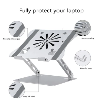 Suport pentru Laptop din Aliaj de Aluminiu Reglabil Pliere Non-Alunecare cu USB Răcire cu Ventilator silentios de la 10 la 17.3 Inch Laptop