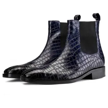 Iarna Barbati Cizme din Piele de Brevet Pantofi de Muncă Formale din Piele de Moda Designer de Pantofi pentru Bărbați de Înaltă top Adauga Catifea