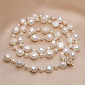 Moda Elegant, Unic, Alb Baroc, Colier de Perle de Înaltă Calitate 80CM Lung de apă Dulce Colier de Perle Pentru Femei, Cadou de Anul Nou