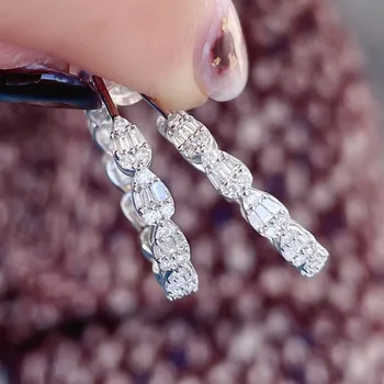 Manual de Diamant Cercel Reale 925 de Bijuterii de argint Petrecere de Nunta Cercei pentru Femei Nupțial Pietre Bijuterii