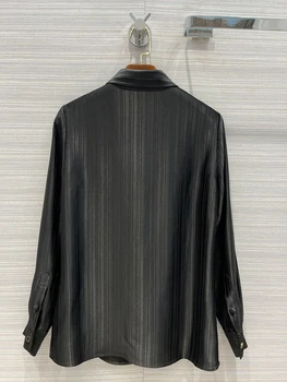 Moda 2021 femei cu mâneci lungi sexy casual cu dungi de culoare închisă oțet cămașă de mătase 0106