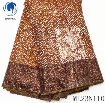 BEAUTIFICAL franceză țesături dantelă de Top de calitate broderie tul dantela cu paiete nigerian net dantela tesatura pentru rochie ML23N110