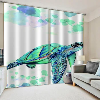 Personalizate 3D Cortina Draperii Verzi de broască Țestoasă Perdele Pentru Living, Dormitor Modern Camera Copilului, Perdele