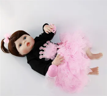 Nou design fata de Bebe Papusa Reborn 57 cm, Full Silicon Vinil real în viață Fetita Papusa Jucării Pentru Copii Xmas Cadou Menina Brinqued
