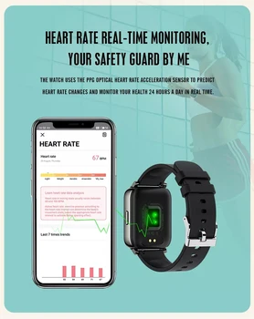 Lung baterie de Ceas Inteligent 1.69 ecran sport bărbați femei Vreme de afișare consumul de Calorii Monitor de Ritm Cardiac Smartwatch Android