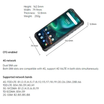 UMIDIGI BISON Smartphone Android de 10 NFC 6/8GB+128GB IP68/IP69K, rezistent la apă, Telefon 48MP Matrice Quad Camera 6.3
