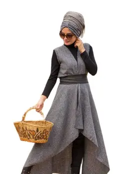 3 Piese Turcia Toamna-Iarna Musulman Seturi Hijab Rochie Lunga Femei Abaya Dubai-African Afumat Ramadan Caftan 1 Buc Vesta-Șal-Curea De Piele Islam Îmbrăcăminte Caftan Tendință De Lux De Moda Țesături Ține Cald Design Elegant