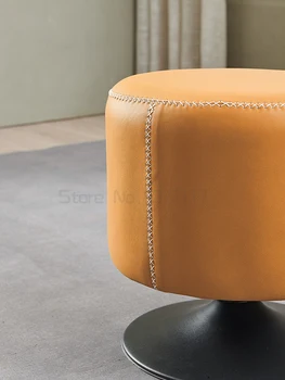 Scaun de piele scaun rotund de uz casnic living pansament simplu scaun de lux lumina rotund canapea scaun mic de masă de ceai pier