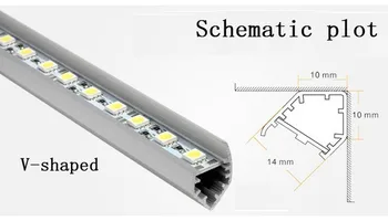 50m/lot 72LEDs/M SMD5050 LED Bar de Lumină 12V Aluminiu Benzi cu LED-uri de Lumină Cu V de Aluminiu în formă de canal