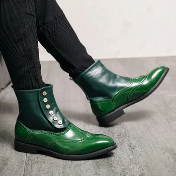 2021 Primăvara Și Vara Mare Sus Cizme Barbati Tendință a Subliniat Piele Cizme de Personalitate de Moda de Mare Dimensiune Pantofi pentru Bărbați A4-98