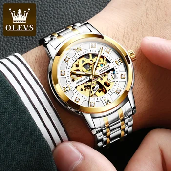 OLEVS Nou automatic mens Impermeabil ceas automat mechanical ceas Sport din Oțel Inoxidabil Ceas Gol Relógio masculino