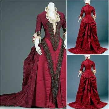 HistoricalBrown Epocă Victoriană Rochii 1860 Scarlett Război Civil Southern Belle dress Marie Antoinette rochii US4-36 C-843