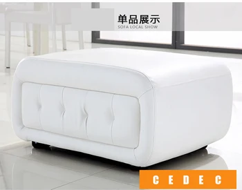 (salon +2 locuri +ottoma/lot) alb din piele living mic mobilier canapea #CE-226