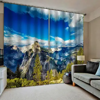 Perdele albastre natura peisaj peisaj 3D Fereastră perdele de Lux, Draperii Dormitor cortina dimensiunea Personalizate